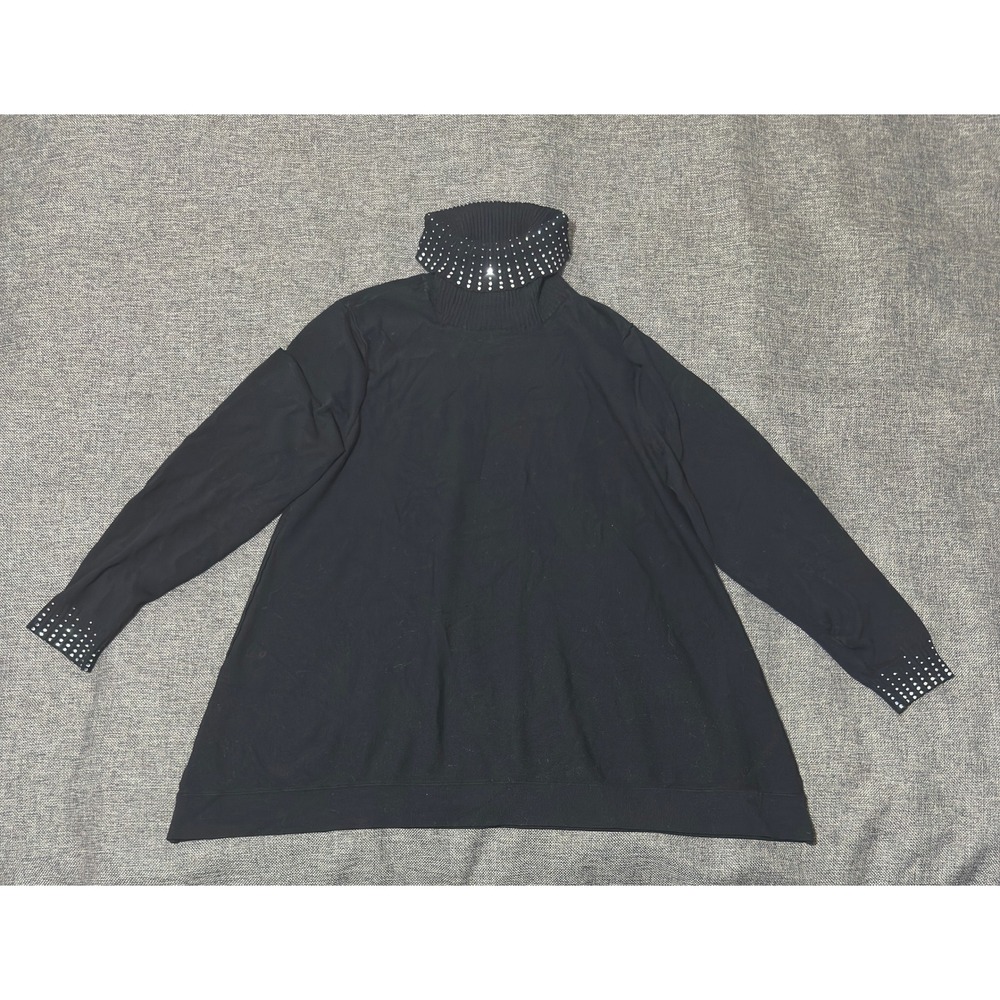 Alfani Women Large Sweater Black Turtleneck Studded Studs Long Sleeve